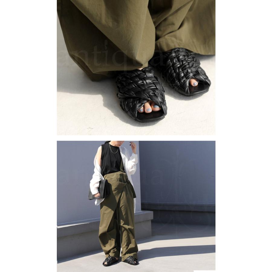 antiqua 編込みサンダル サンダル レディース 靴 ぺたんこ 送料無料  