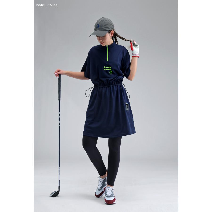 ANTIQUAGOLF×STCHメッシュドロストワンピースブラック antiqua（アンティカ） ANTIQUA GOLF×STCH ワンピース レディース 送料