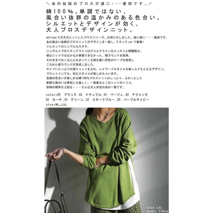 antiqua（アンティカ） ブロスニット ニット レディース トップス V
