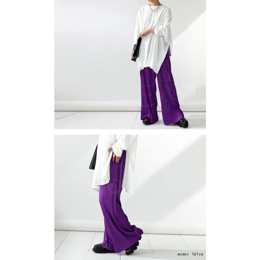 antiqua（アンティカ） ランダムプリーツ サテンパンツ パンツ