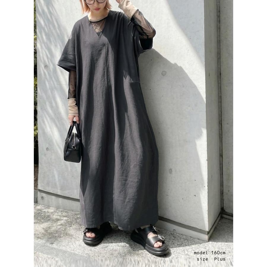 antiqua（アンティカ） ワンピース レディース ロング丈 半袖 Vネック