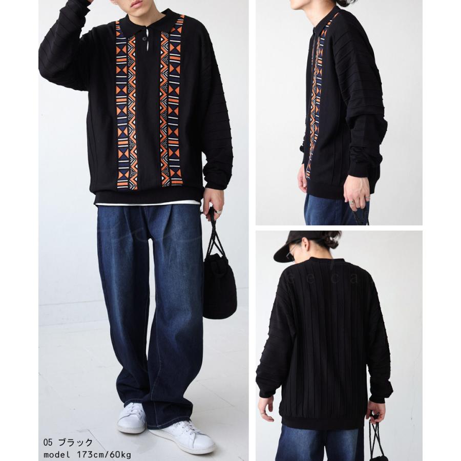 antiqua エスニック柄 ニットポロ メンズ トップス 長袖 送料 antiqua エスニック柄 ニットポロ メンズ トップス 長袖 送料