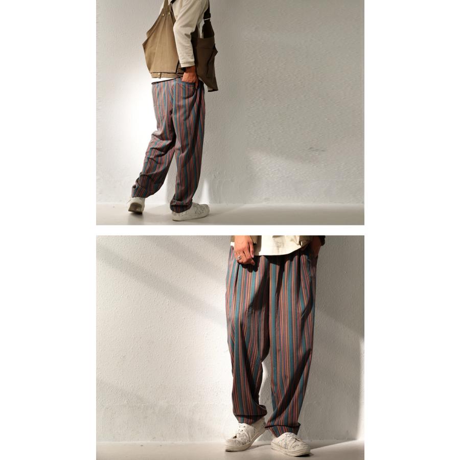 antiqua（アンティカ） ストライプ柄 テーパードパンツ パンツ メンズ