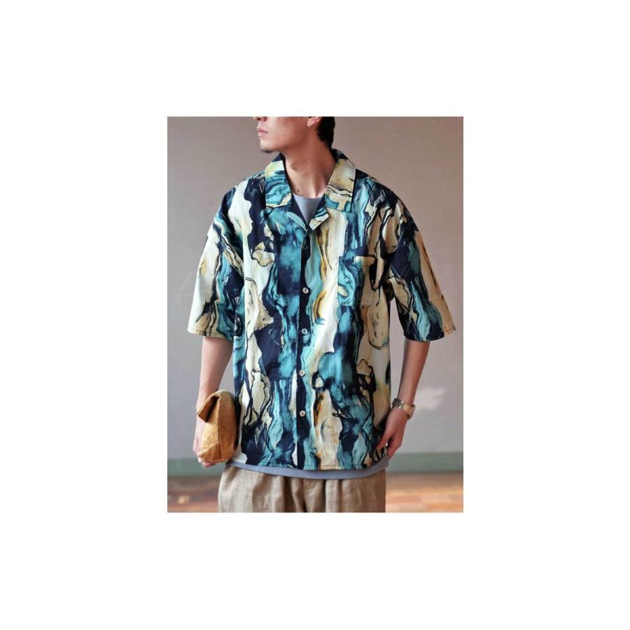 antiqua（アンティカ） マーブル柄 開襟シャツ メンズ トップス 半袖