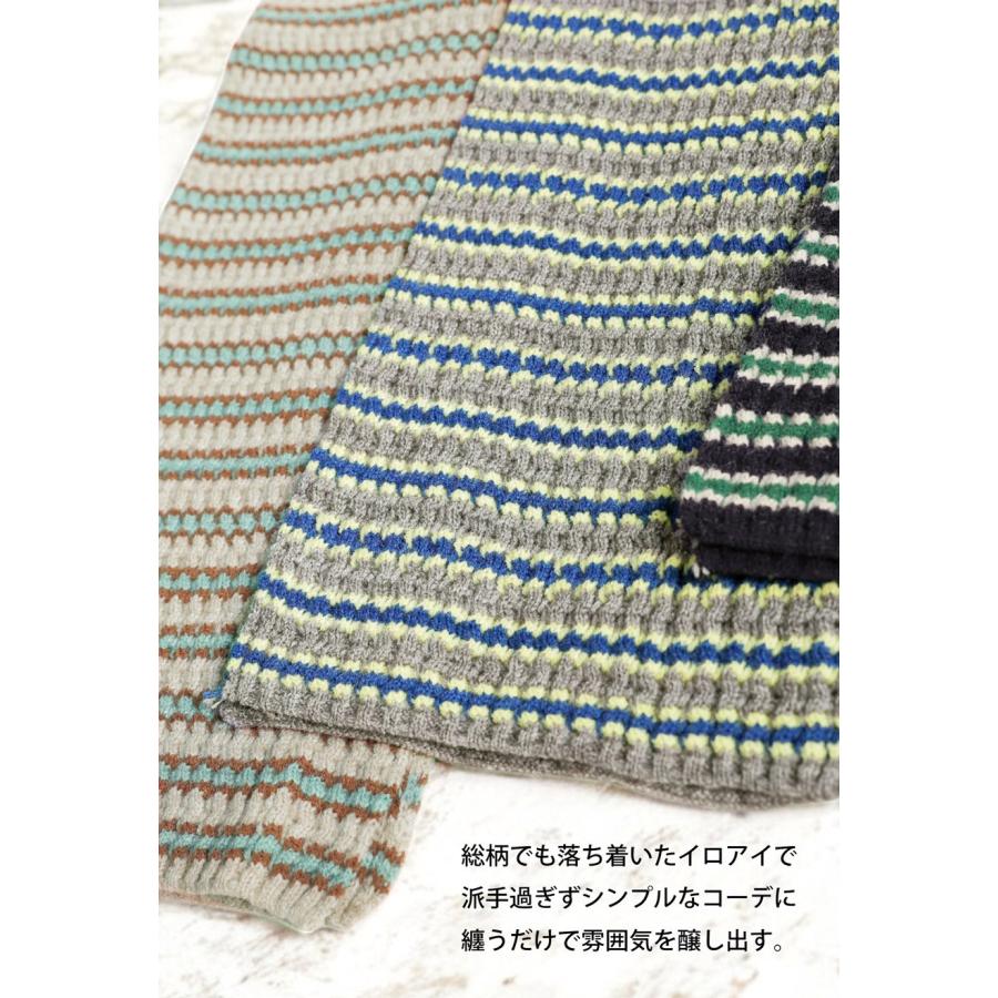 マフラー ニットストール ショール ボーダー 柄 ニット レディース