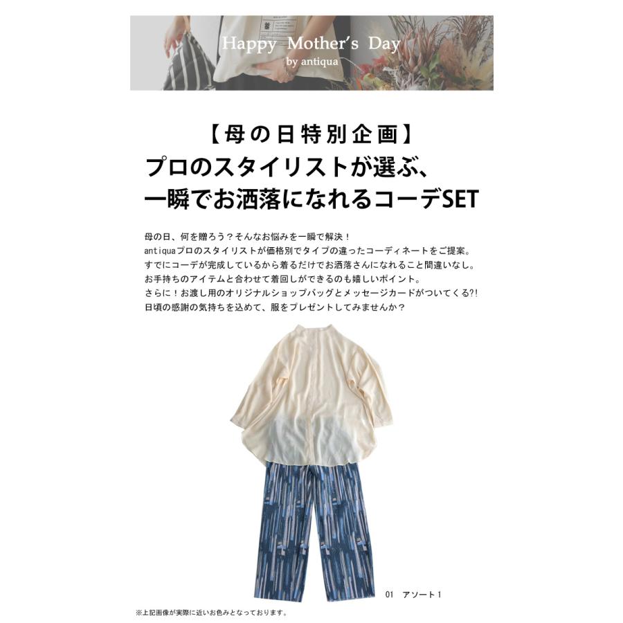 母の日コーデセット レディース 長袖 2点セット 送料無料・再販。メール便不可 | antiqua | 01
