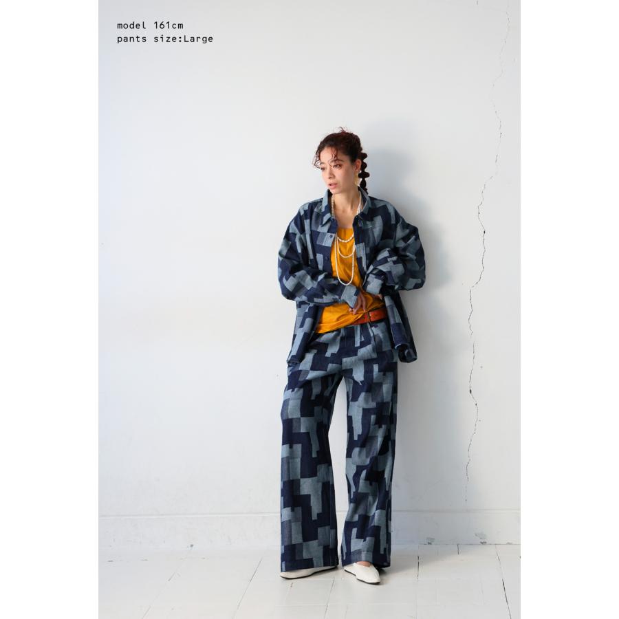 【プロ監修!お得コーデセット】幾何学柄 デニムシャツ デニムパンツ レディース 送料無料・メール便不可 返品キャンセル交換不可 | antiqua | 03