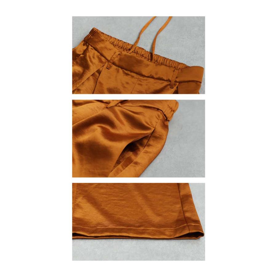 fafa様　C6377 シアーサテントップス×パンツコーデ サテンパンツがほどよい光沢感でとっても綺麗♡ 春コーデに