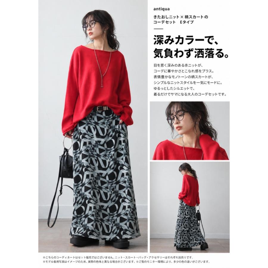 【発売記念！10％OFF】 コーデセット レディース 柄スカート ニット 送料無料 ・メール便不可 | antiqua | 17