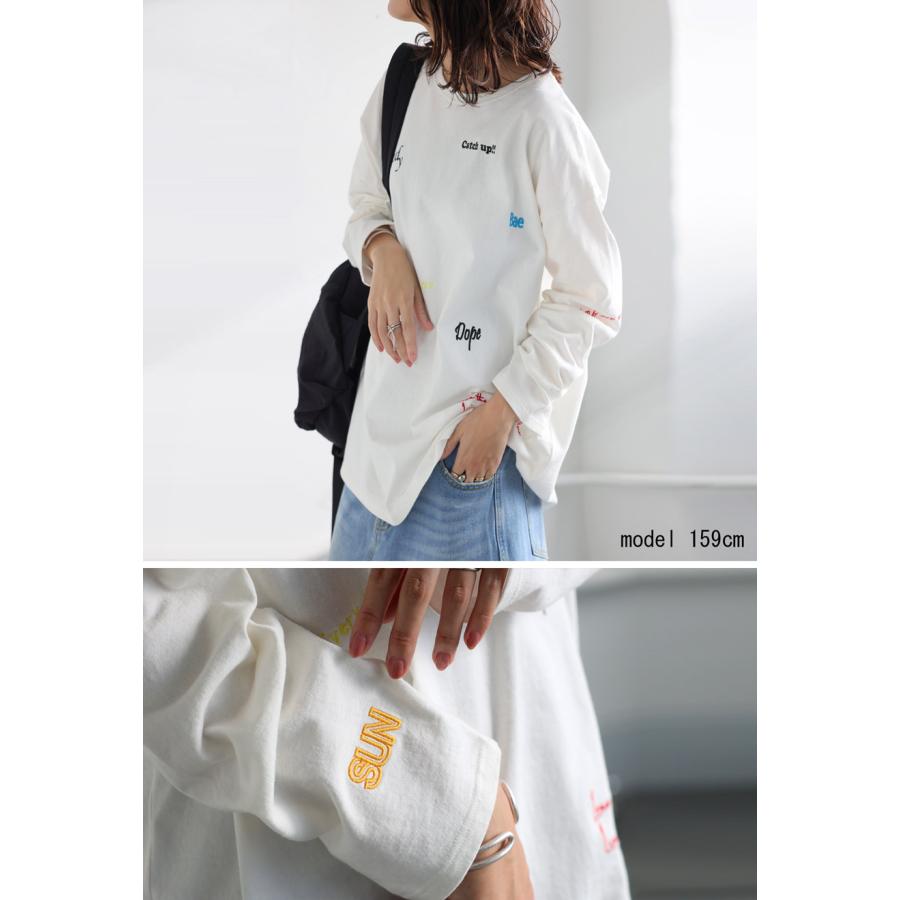 antiqua（アンティカ） 刺繍ロングTシャツ ロンT レディース Tシャツ