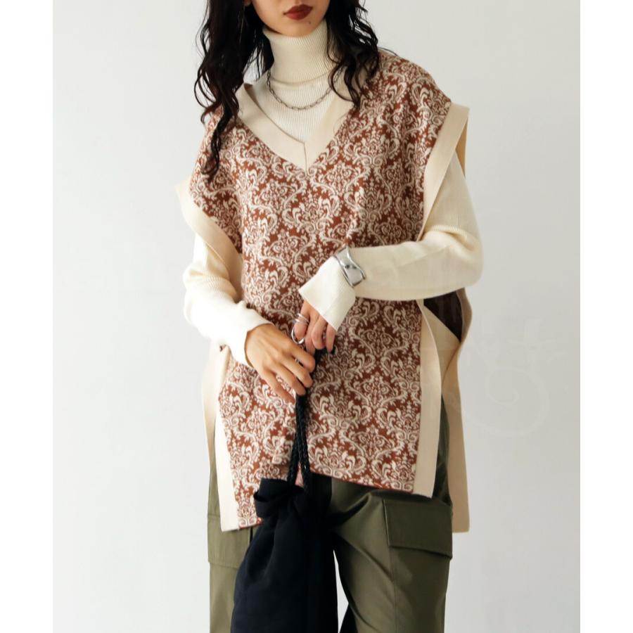 Ameri vintage ダマスク柄ニット ダマスク柄ニットスカート※一部店舗のみ入荷