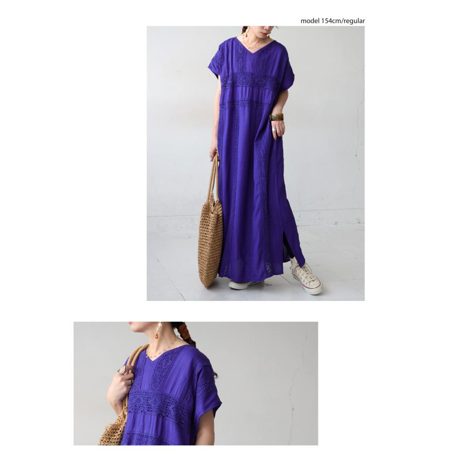 antiqua インド綿 刺繍ワンピース ワンピ レディース ロング antiqua インド綿 刺繍ワンピース ワンピ レディース ロング
