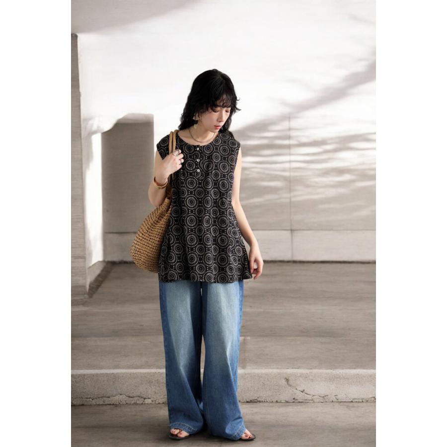 vintage インド綿　クロシェ タンクトップ　トップス antiqua（アンティカ） インド綿 ドット柄タンクトップ レディース