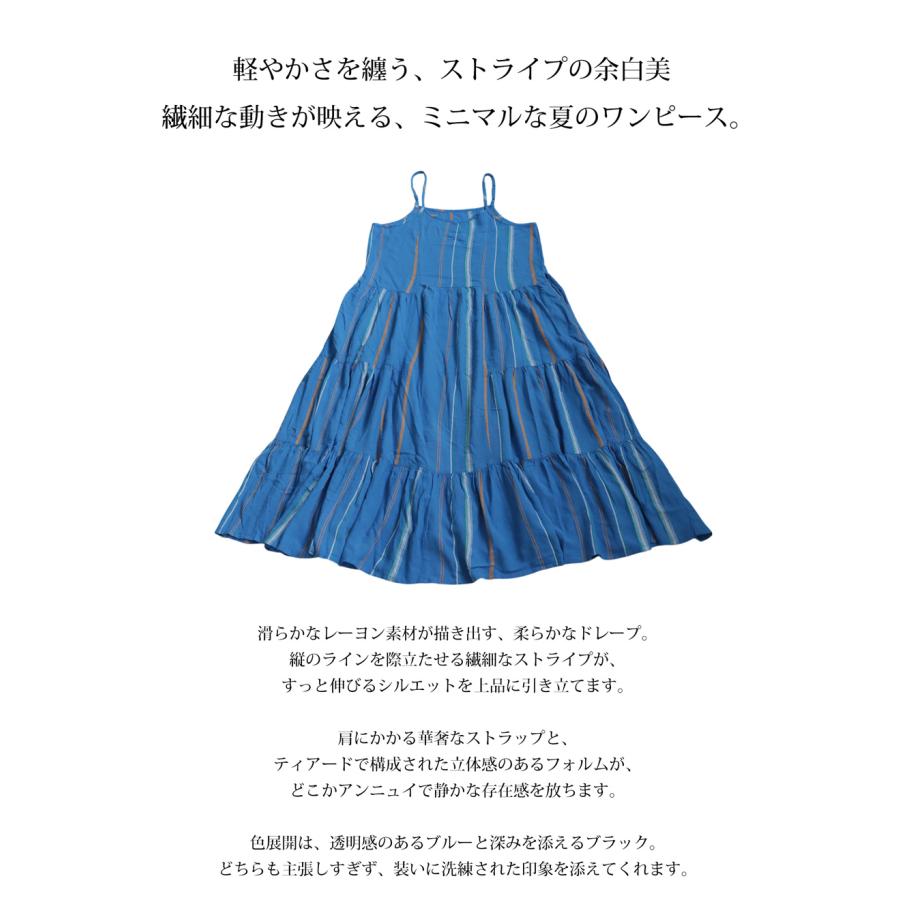 極美品 GANNI ガニー ストライプ テント マキシキャミワンピース 青 36 antiqua（アンティカ） ストライプ柄 キャミワンピース レディース