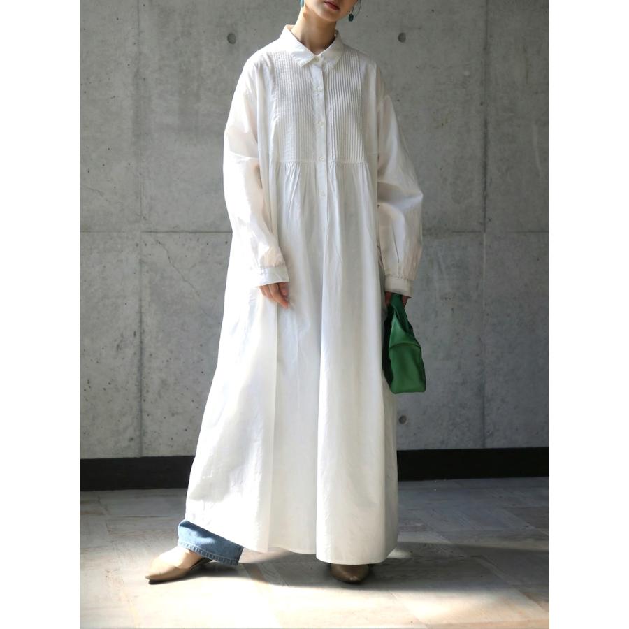 antiqua インド綿 ロング シャツワンピース レディース 長袖