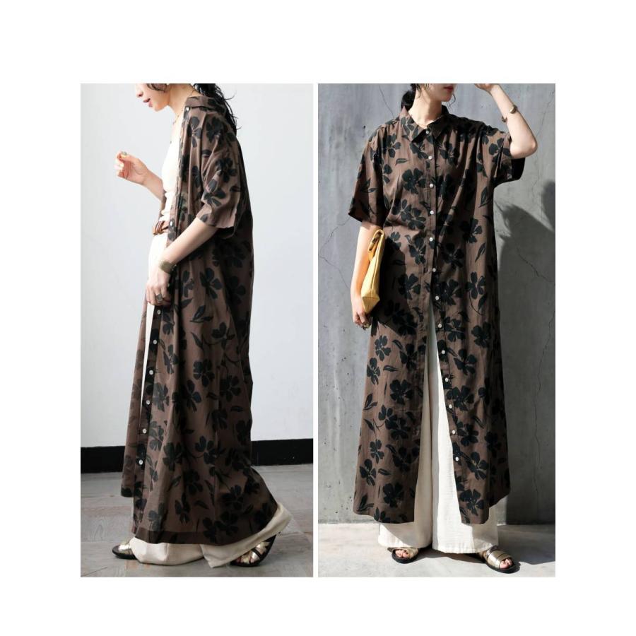 antiqua（アンティカ） 花柄 シャツワンピース レディース ロング 綿