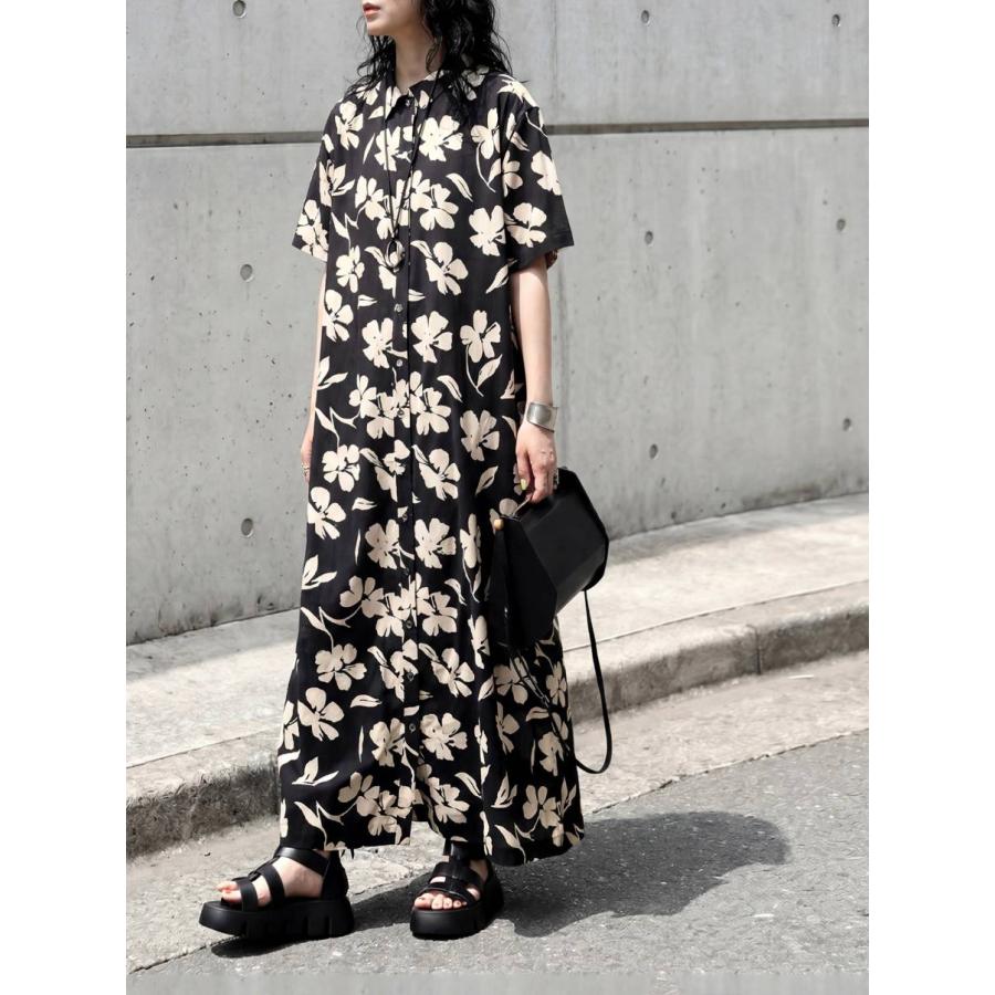 antiqua（アンティカ） 花柄 シャツワンピース レディース ロング 綿