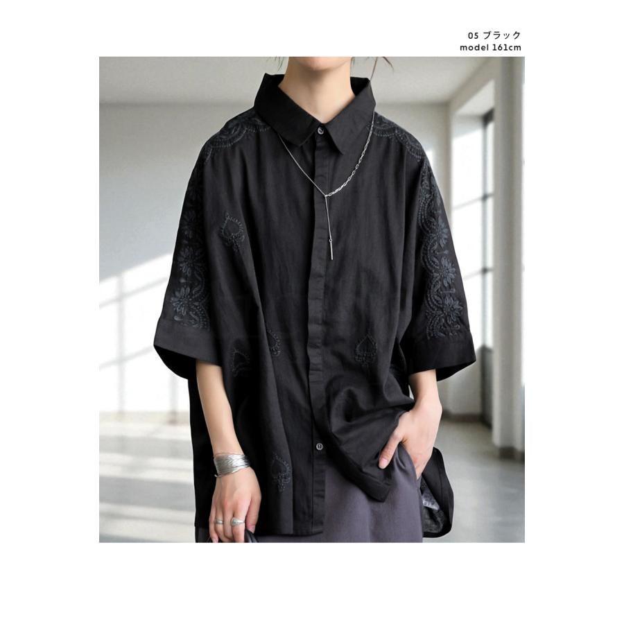 antiqua（アンティカ） インド綿 刺繍シャツ レディース トップス 半袖 