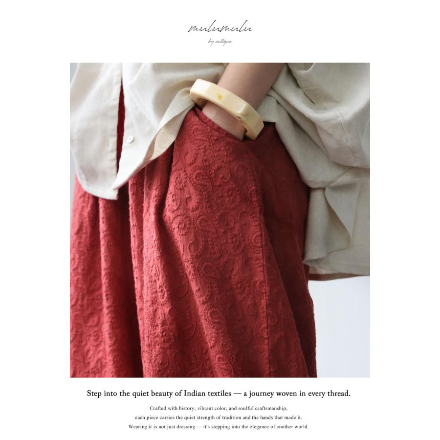 antiqua（アンティカ） 予約6月中旬納期 ペイズリー刺繍 バレルレッグ