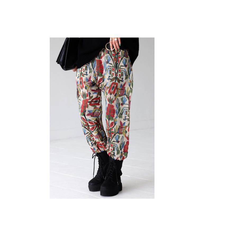 antiqua（アンティカ） ボタニカル刺繍サルエルパンツ パンツ