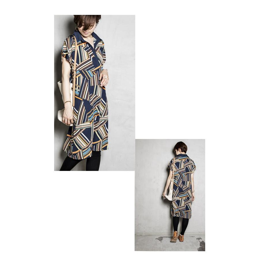 ワンピを新調 レトロ配色の幾何学模様 レトロ柄ワンピース 再再販 50ptメール便可 Ke Antiqua 通販 Yahoo ショッピング