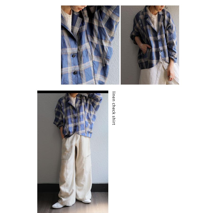 antiqua（アンティカ） チェック柄 リネンジャケット レディース