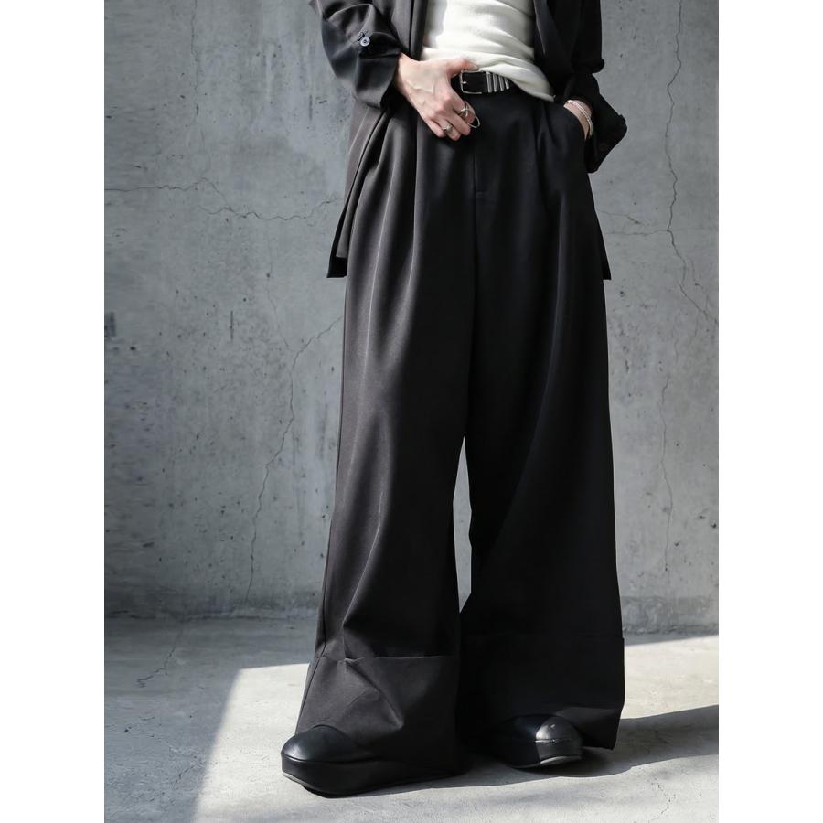 antiqua（アンティカ） ワイドパンツ タック スラックス レディース