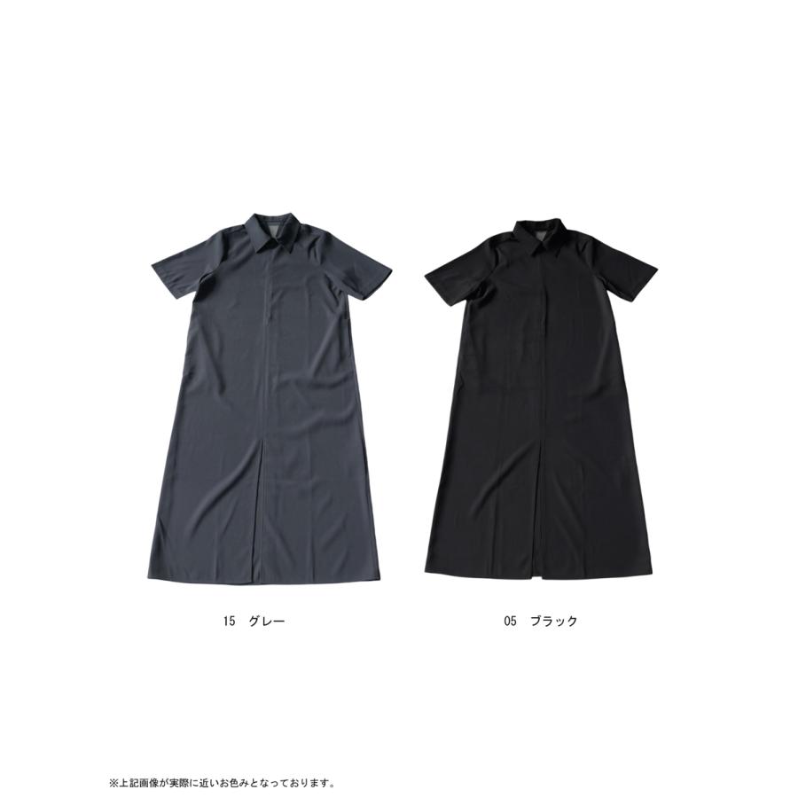 シャツワンピ レディース ロング 半袖 Aライン 送料無料 ・100ptメール便可の画像