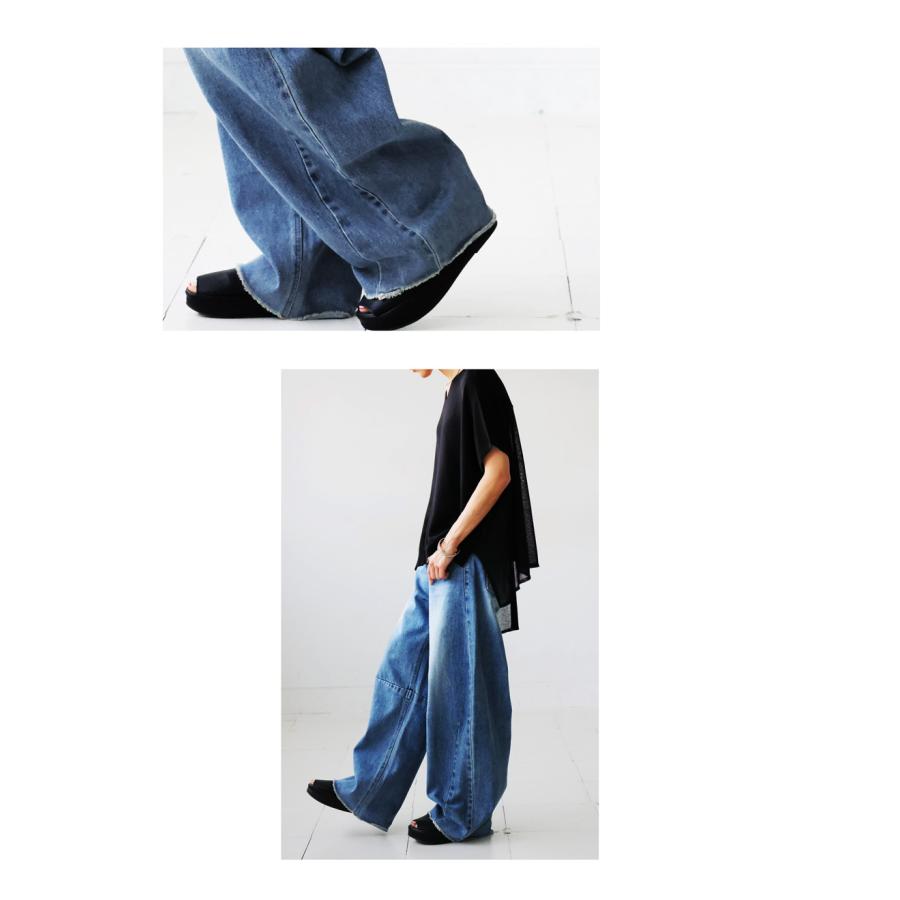 antiqua（アンティカ） カーブデニムパンツ ワイドパンツ レディース
