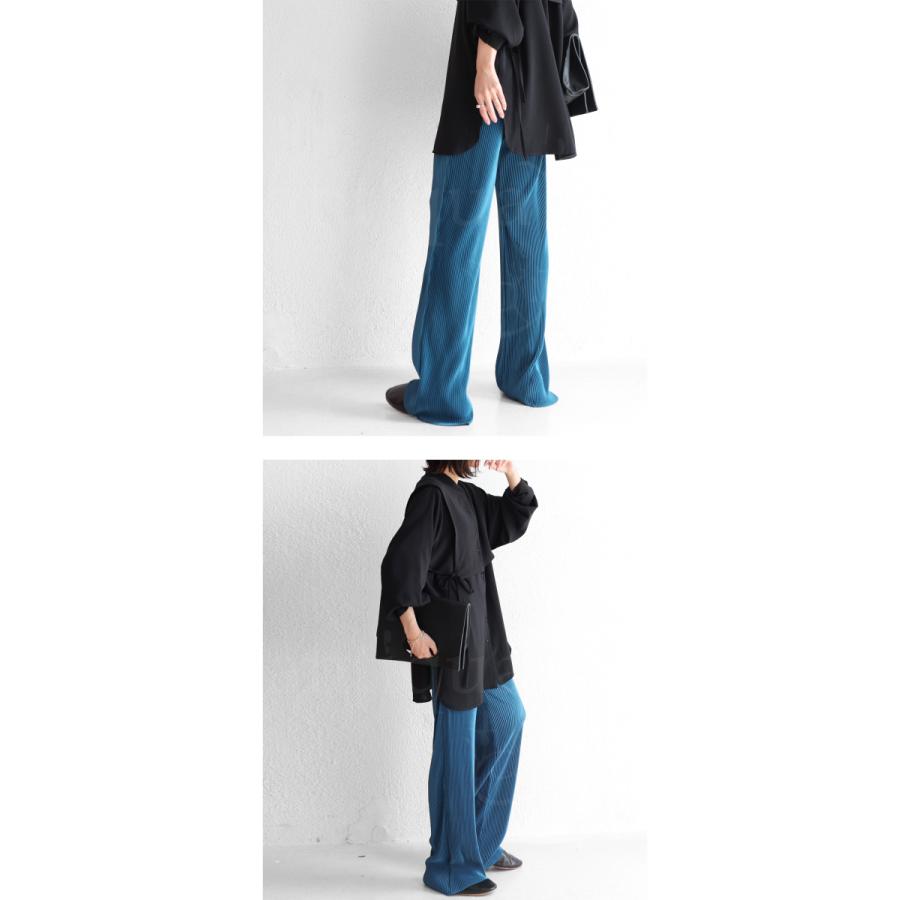 サテンプリーツパンツ セルフカット パンツ レディース 無地・再再販。500ptメール便可 | antiqua | 20