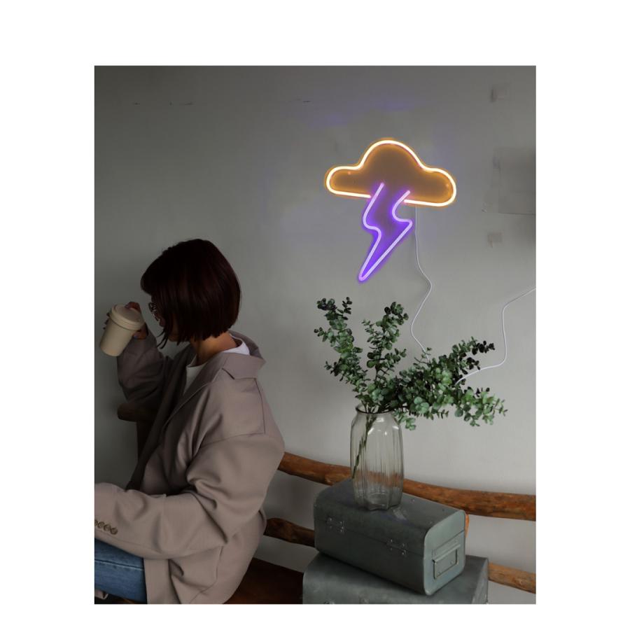 雷モチーフ ネオンサイン USB対応 LEDライト 送料無料・メール便不可