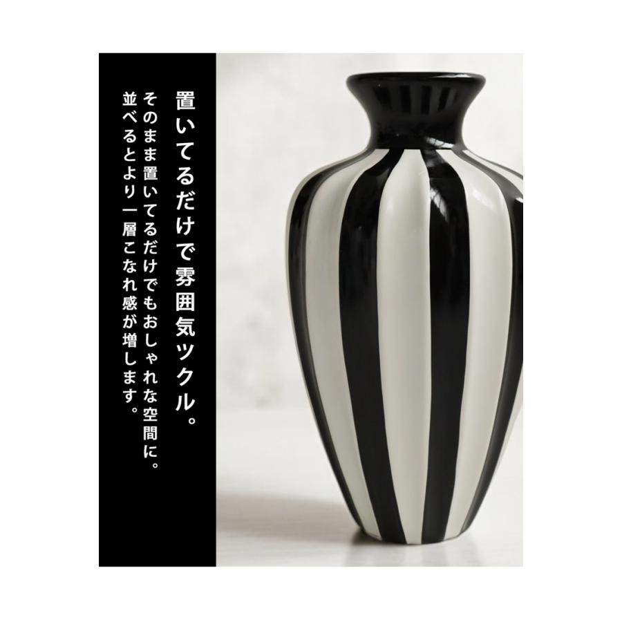 未使用・新品 手作り陶器 花瓶 白茶ストライプ 未使用・新品 手作り陶器 花瓶 白茶ストライプ 鈴木典子