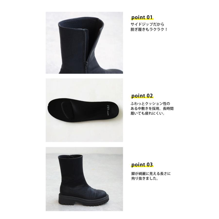 antiqua（アンティカ） 厚底サイドジップブーツ ブーツ レディース 靴