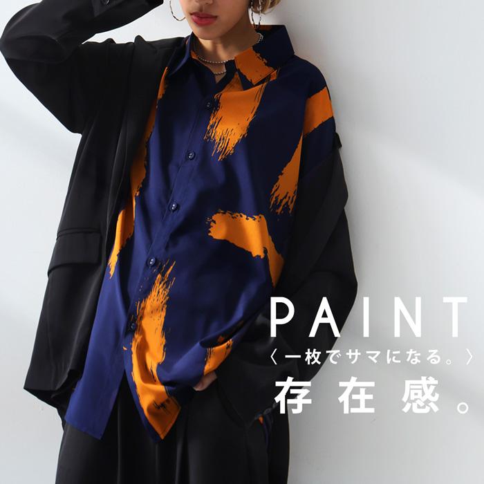 antiqua ペイント柄シャツ シャツ レディース トップス 羽織