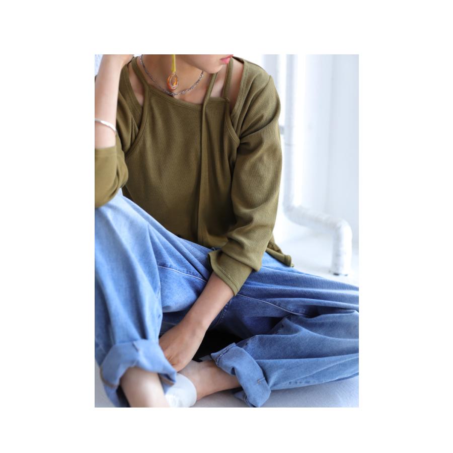 希少廃盤新品antiquaアンティカロンTトップス8分袖切替レイヤード重ね着リブ antiqua ロンT レディース トップス 8分袖 切替 レイヤード 重ね