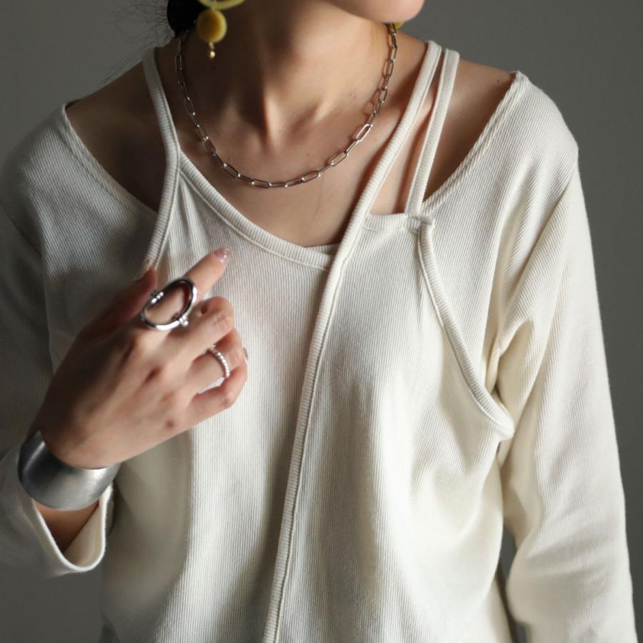 希少廃盤新品antiquaアンティカロンTトップス8分袖切替レイヤード重ね着リブ antiqua ロンT レディース トップス 8分袖 切替 レイヤード 重ね