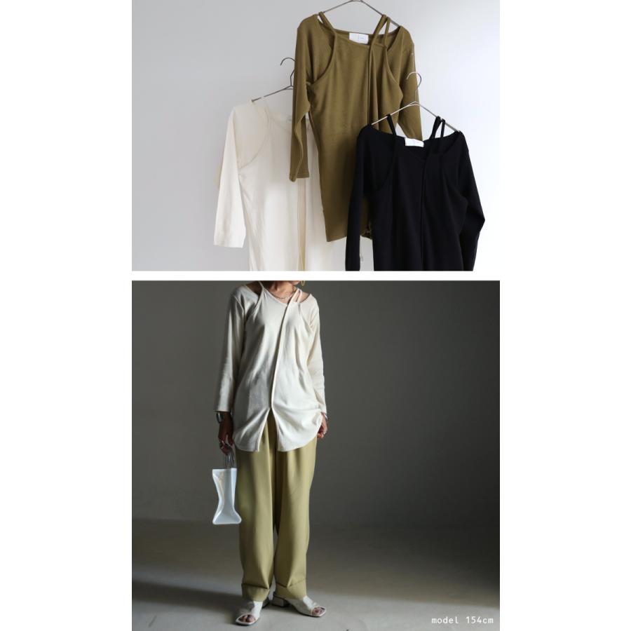 antiqua ロンT レディース トップス 8分袖 切替 レイヤード 重ね