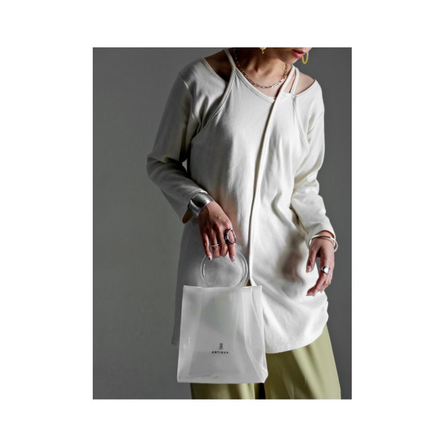 希少廃盤新品antiquaアンティカロンTトップス8分袖切替レイヤード重ね着リブ antiqua ロンT レディース トップス 8分袖 切替 レイヤード 重ね