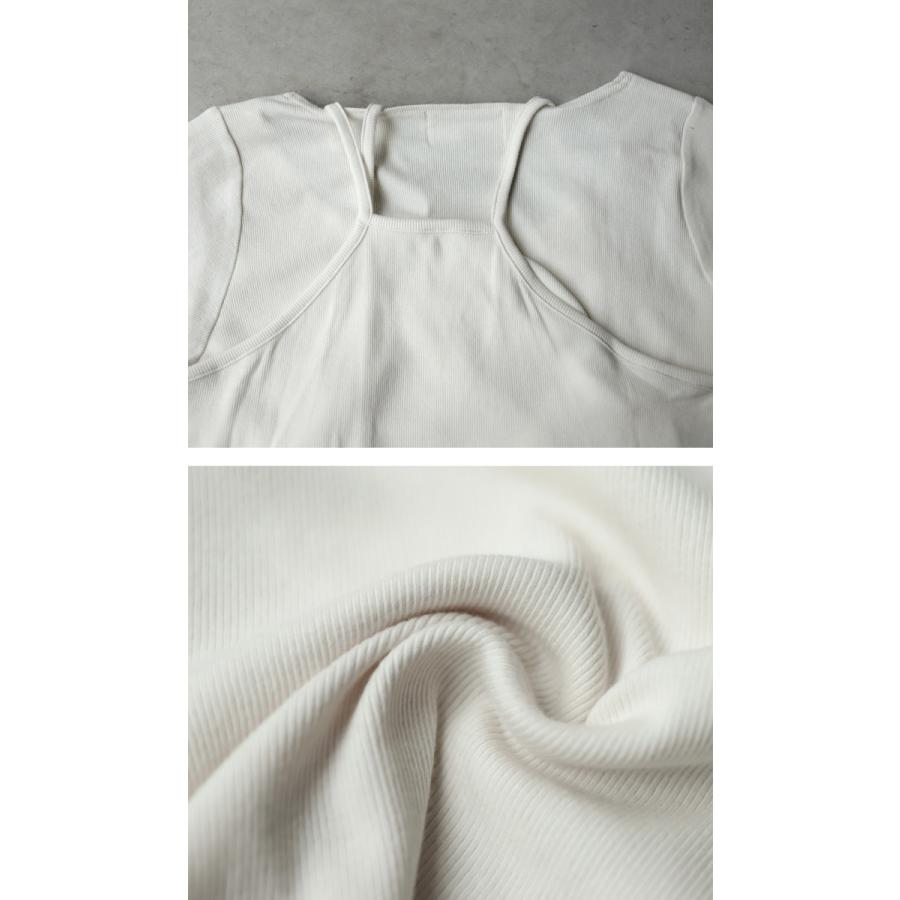 antiqua ロンT レディース トップス 8分袖 切替 レイヤード 重ね