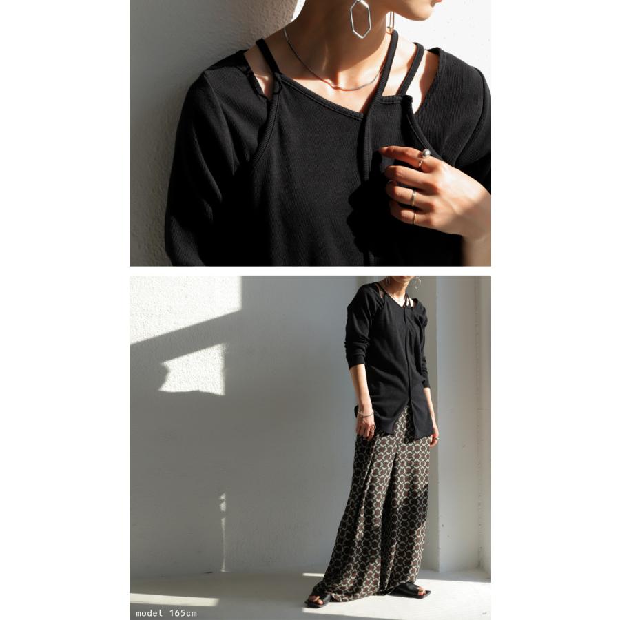 希少廃盤新品antiquaアンティカロンTトップス8分袖切替レイヤード重ね着リブ antiqua ロンT レディース トップス 8分袖 切替 レイヤード 重ね