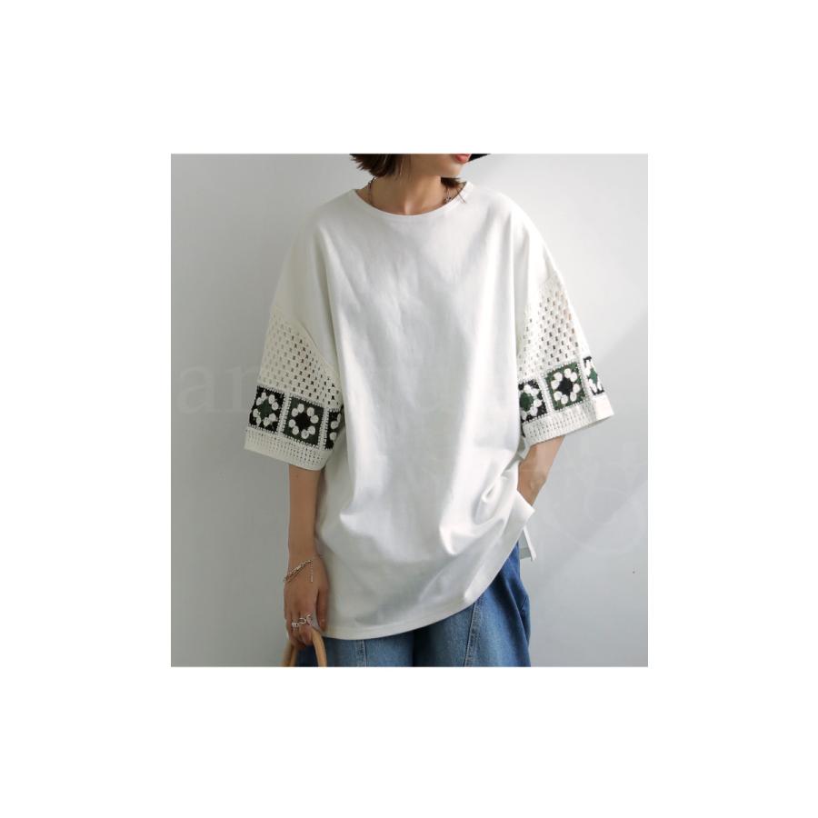 antiqua（アンティカ） 透かし編み デザインスリーブトップス