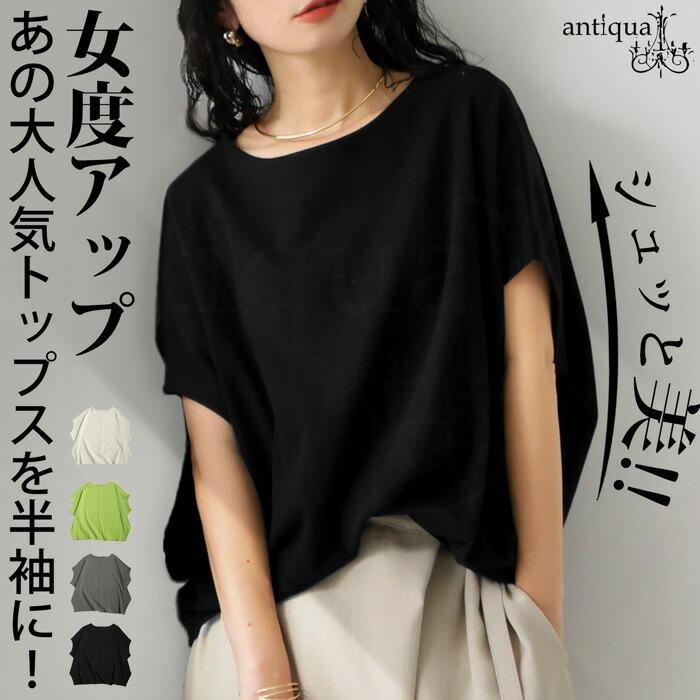 antiqua シュッと美シリーズ 半袖トップス レディース トップス antiqua シュッと美シリーズ 半袖トップス レディース トップス
