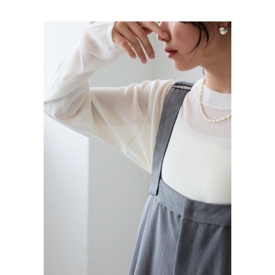 antiqua 透け感 シアーニット トップス レディース 長袖 クルー