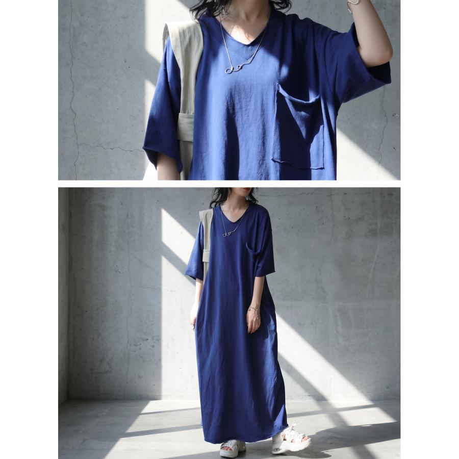 antiqua（アンティカ） ワンピース レディース 半袖 ロング Vネック