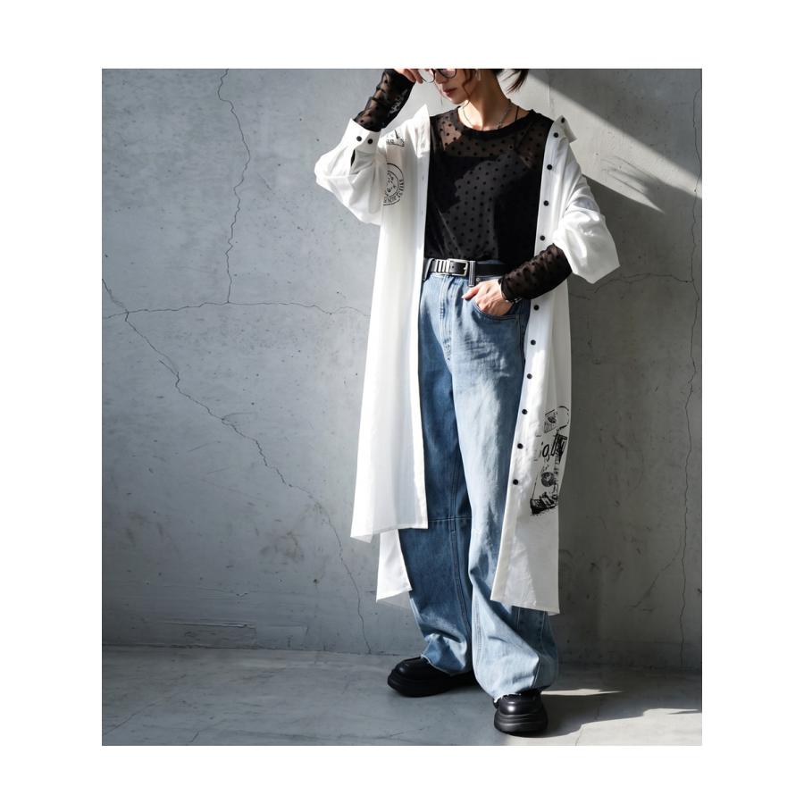 antiqua（アンティカ） ドット柄 シアー トップス レディース 長袖