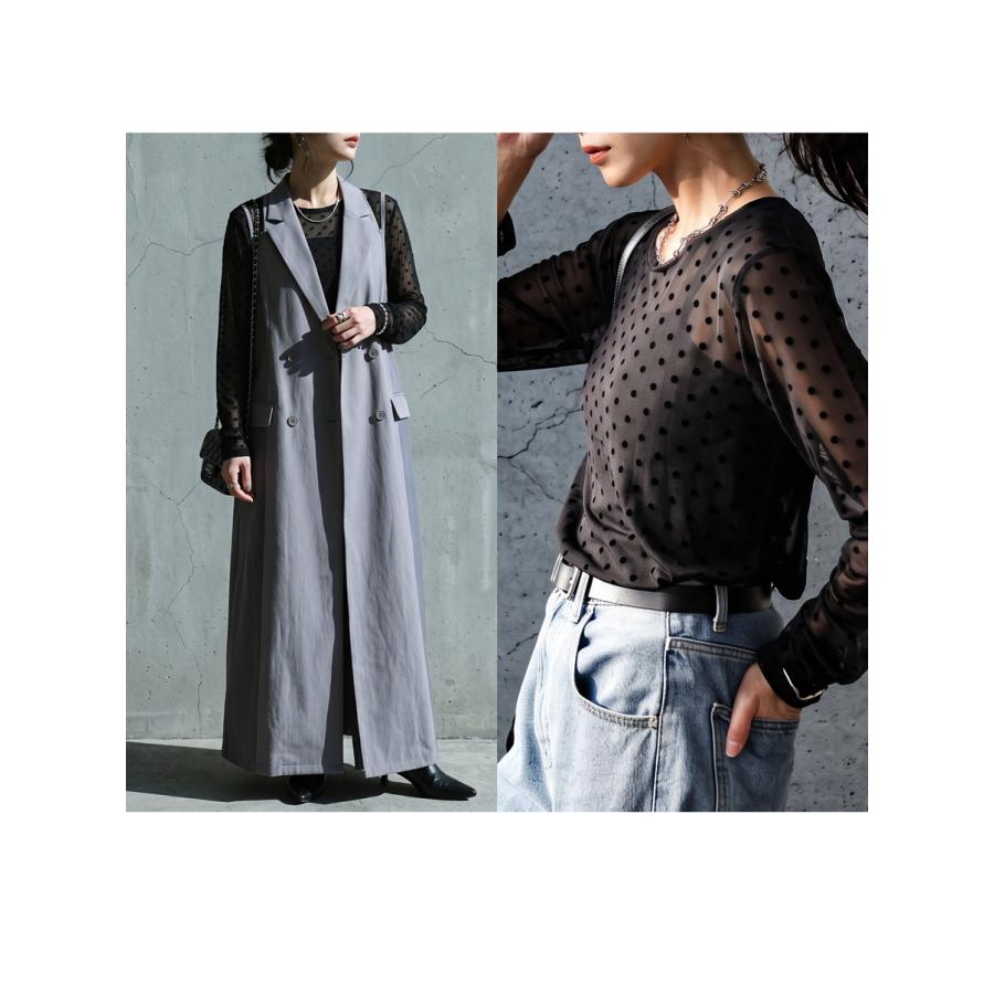 antiqua（アンティカ） ドット柄 シアー トップス レディース 長袖