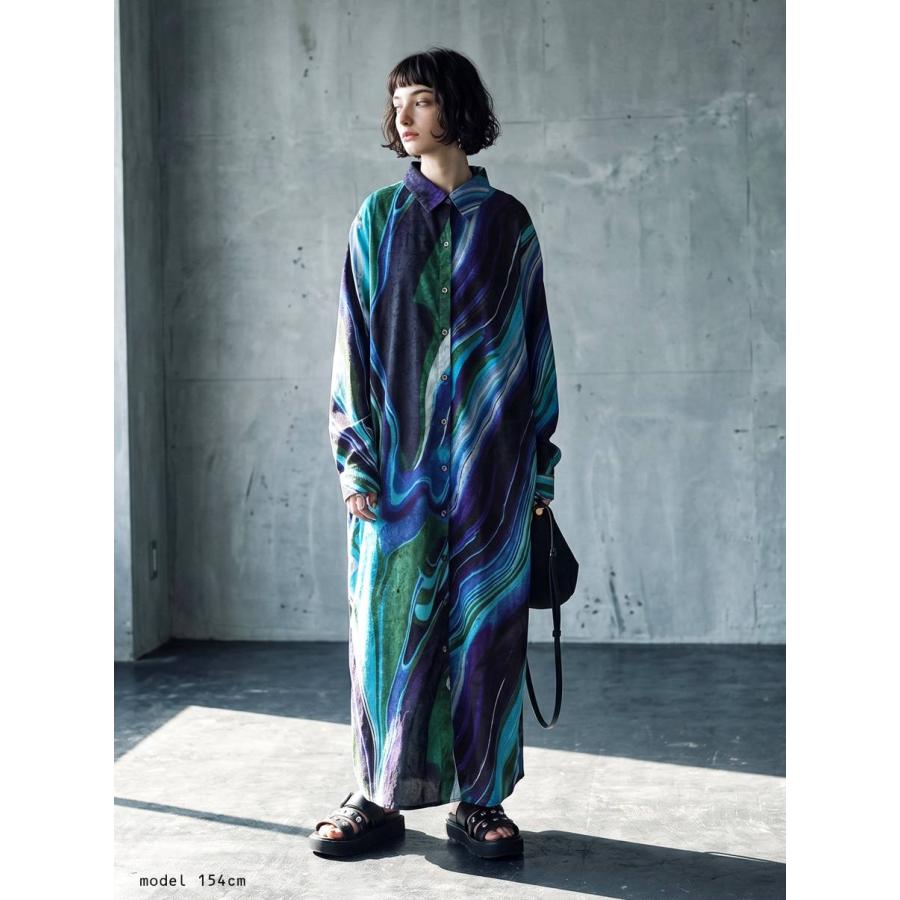 antiqua（アンティカ） アート柄 シャツワンピース レディース 長袖