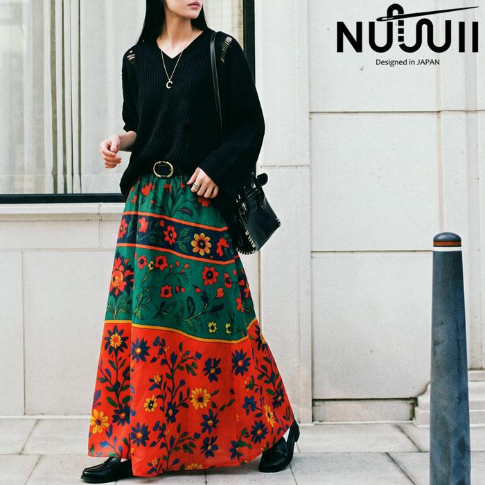 antiqua（アンティカ） 花柄 ロングスカート レディース ボタニカル柄
