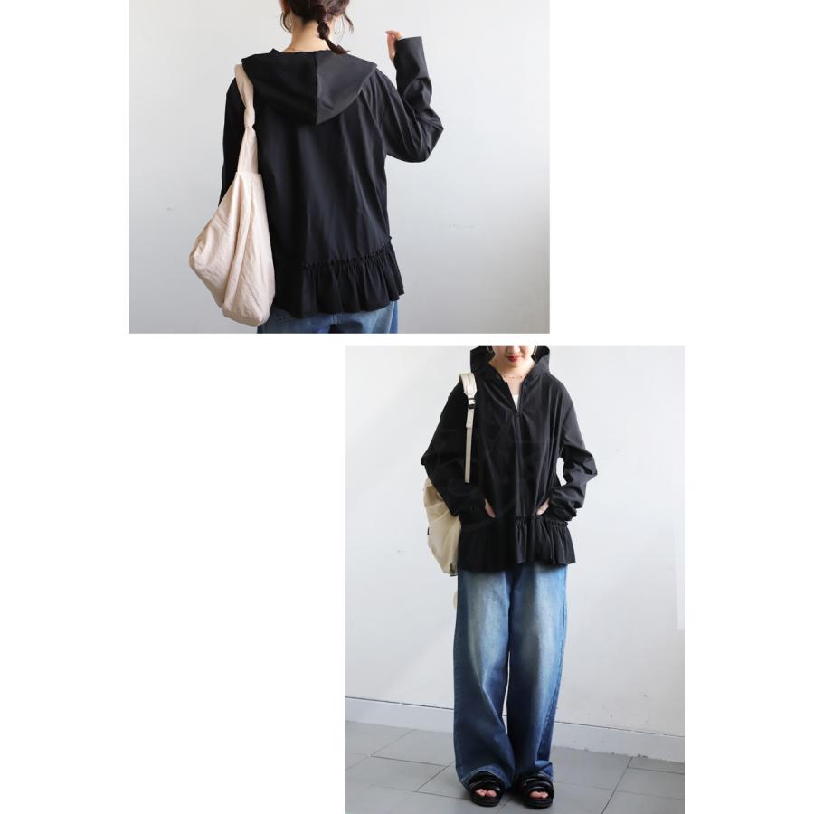 antiqua パーカーレディース 裾フリル UVカット 長袖 撥水 送料