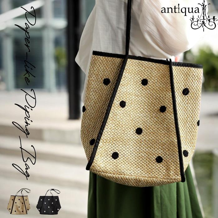antiqua（アンティカ） ペーパー風 ドット柄トートバッグ レディース